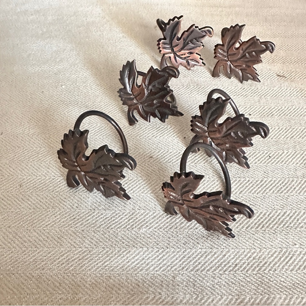 Set of 6 leaf fall Thanksgiving autumn napkin rings